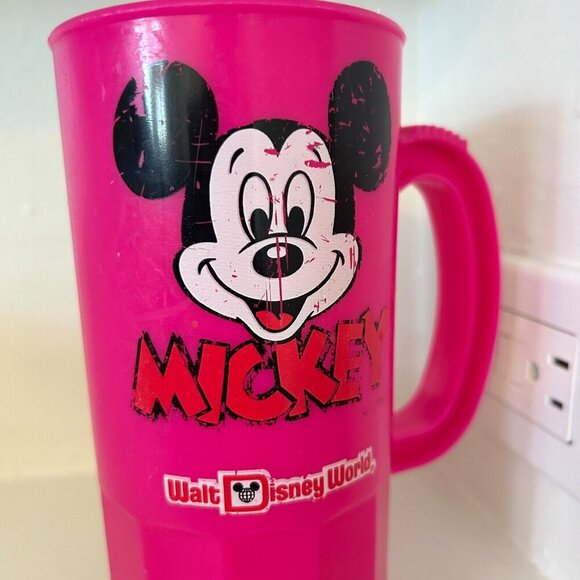 Vintage Walt Disney World Pink Plastic Cup Mickey Mouse Made in USA Super22 Mug - Picture 7 of 7